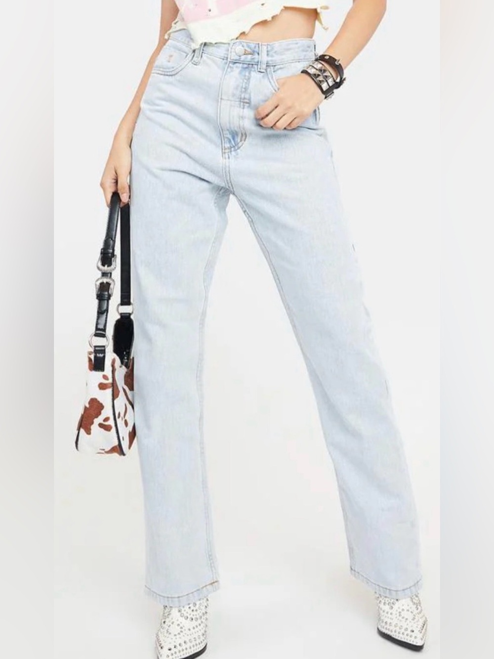 NEW THRILLS LIGHT BLUE FADE PULP STRAIGHT LEG JEANS FREE PEOPLE SZ 8